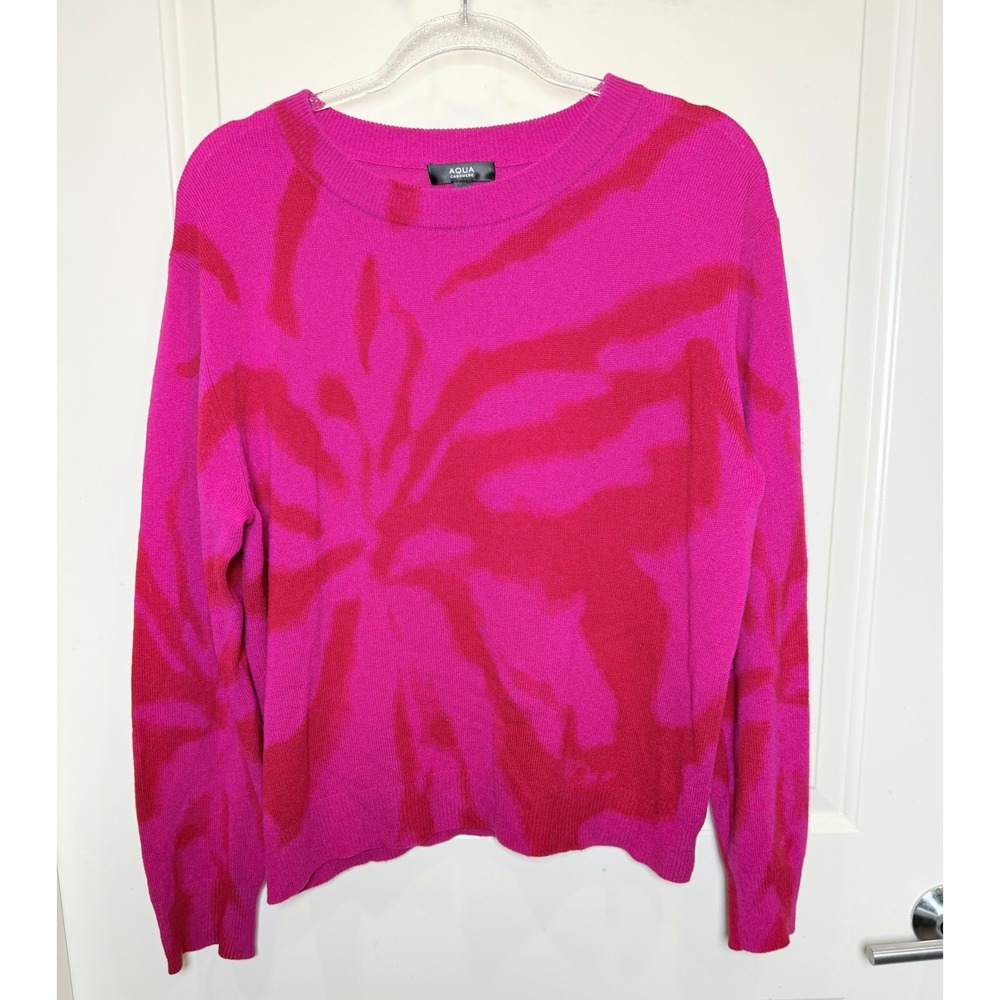 Aqua Fuchsia and Crimson Tie-Dye Sweater